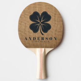 Pala De Ping Pong Trébol de Cuatro Hojas en Arpillera Marrón con Nom