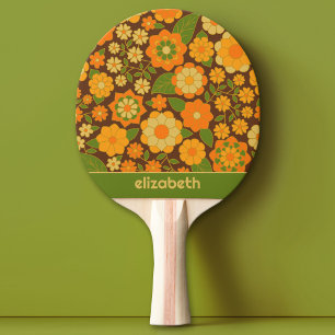 Pala De Ping Pong Trendy Retro Patrón floral Patrón personalizado