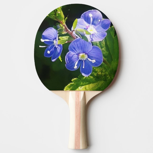 Pala De Ping Pong Tres flores azules  (Anverso)