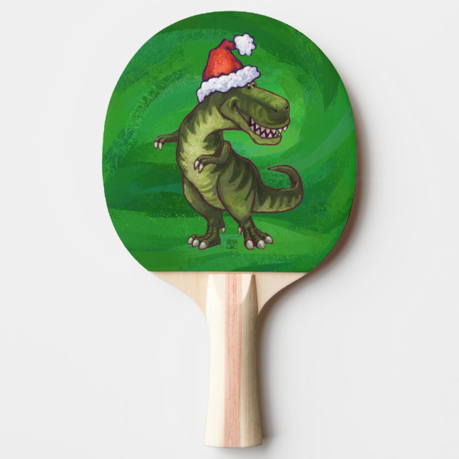Pala De Ping Pong TRex en Santa Hat en Green (Anverso)