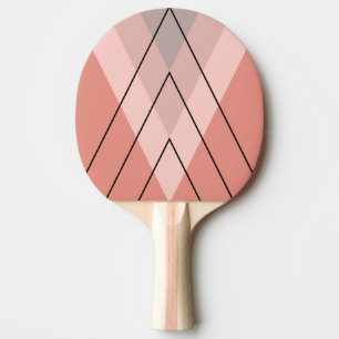 Pala De Ping Pong Triángulos rosas y grises sobre fondo rosa