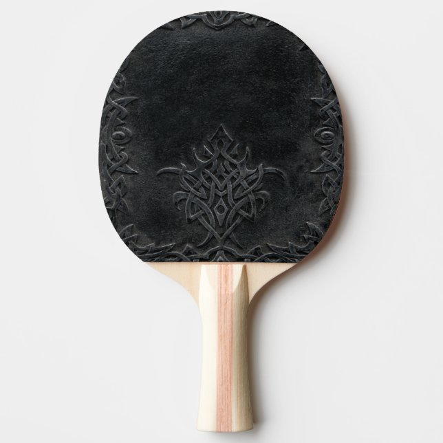 Pala De Ping Pong Tribal negra caída (Anverso)