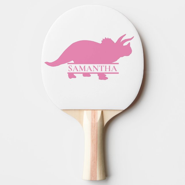 Pala De Ping Pong Triceratops Chica Rosa Dinosaurio (Anverso)
