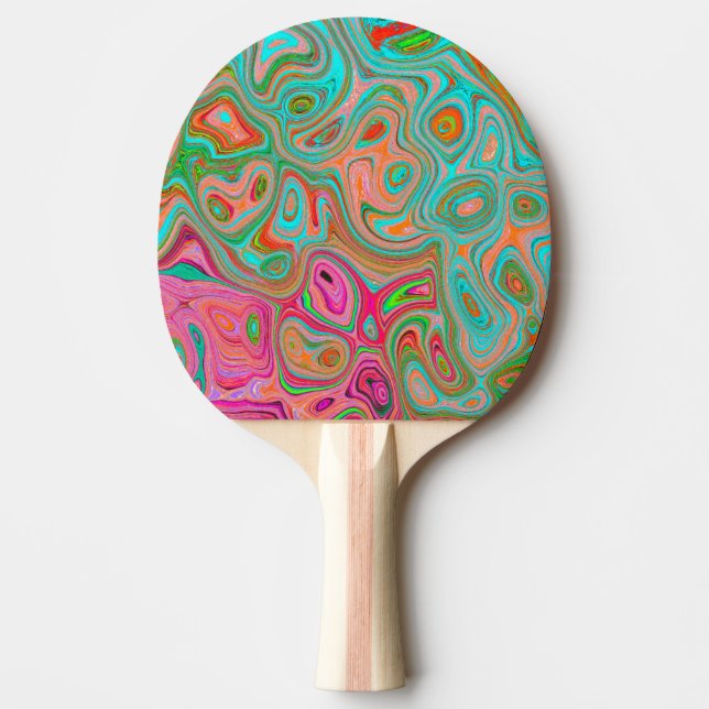 Pala De Ping Pong Trippy Retro Naranja y Aqua Groovy Resumen de arte (Anverso)
