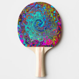 Pala De Ping Pong Trippy Sky Blue Abstract Retro Liquid Swirl