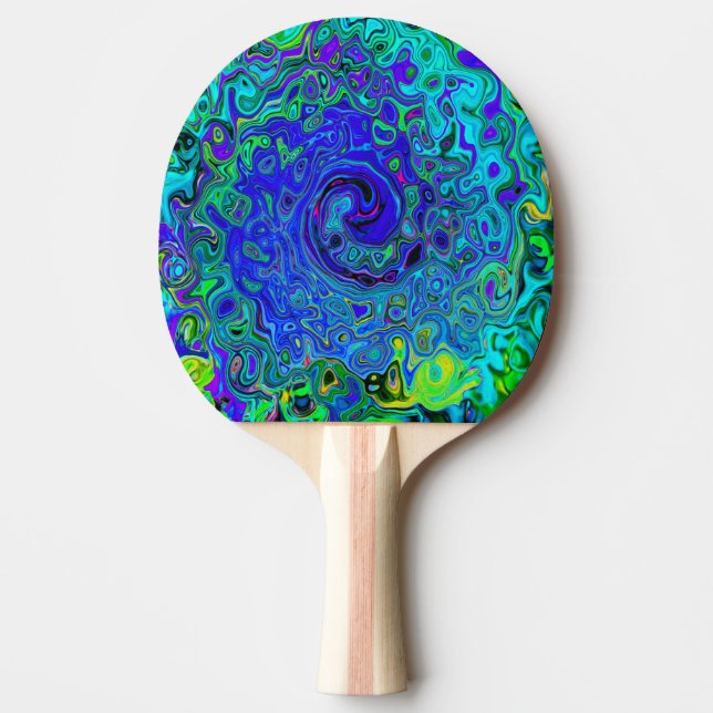 Pala De Ping Pong Trippy Violet Blue Abstract Retro Liquid Swirl (Anverso)