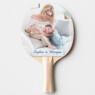 Pala De Ping Pong Tu foto y nombre(s) en letra azul
