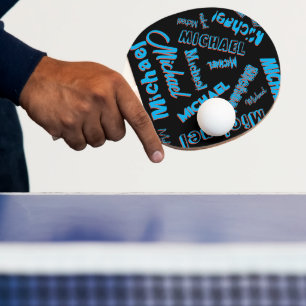 Pala De Ping Pong Tu patrón de nombre monograma azul rojo negro colo