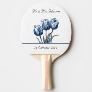 Pala De Ping Pong Tulipanes en el personalizable azul Delft