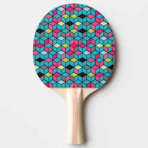 Pala De Ping Pong Turquesa y modelo rosado del cubo
