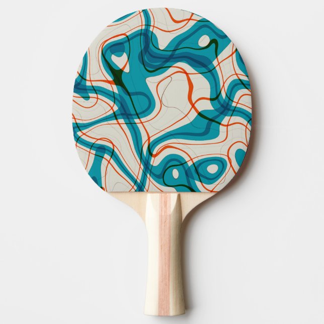 Pala De Ping Pong Turquesa y Red Swirls (Anverso)