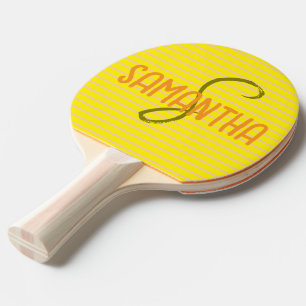 Pala De Ping Pong Typografía deportiva amarilla Monograma moderno ún