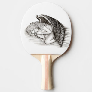 Pala De Ping Pong Un ángel dormido, diseño negro y blanco