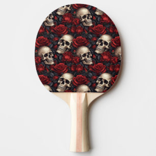 Pala De Ping Pong Un diseño de la serie Una Calavera y Rosas 10