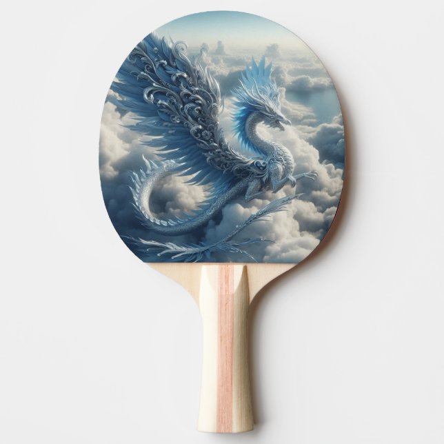 Pala De Ping Pong Un dragón asombroso rodeado de nubes (Anverso)