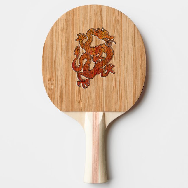 Pala De Ping Pong Un Dragón Crimson en Bamboo como (Anverso)