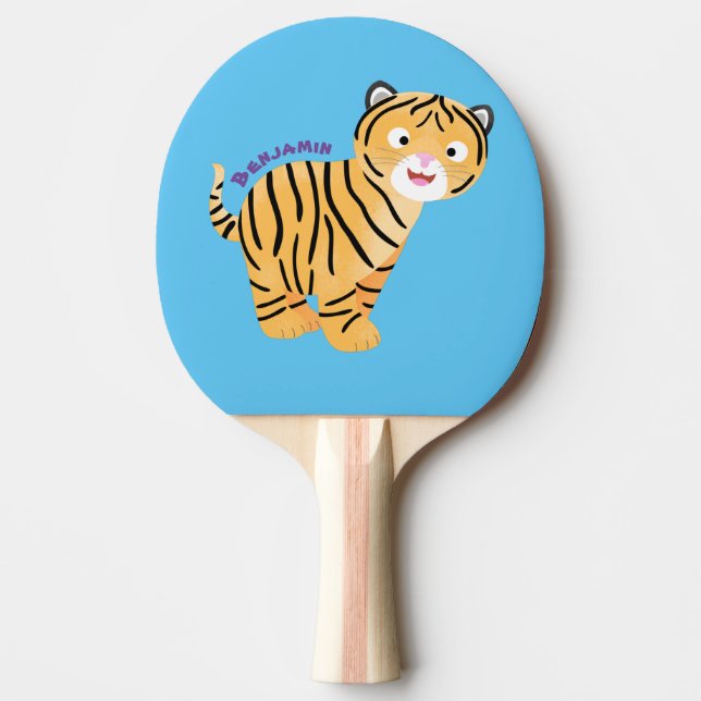 Pala De Ping Pong Un personalizado feliz del cachorro de tigre (Anverso)