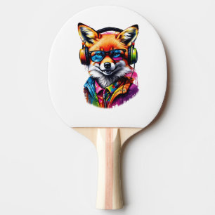 Pala De Ping Pong Un zorro con audífonos y gafas