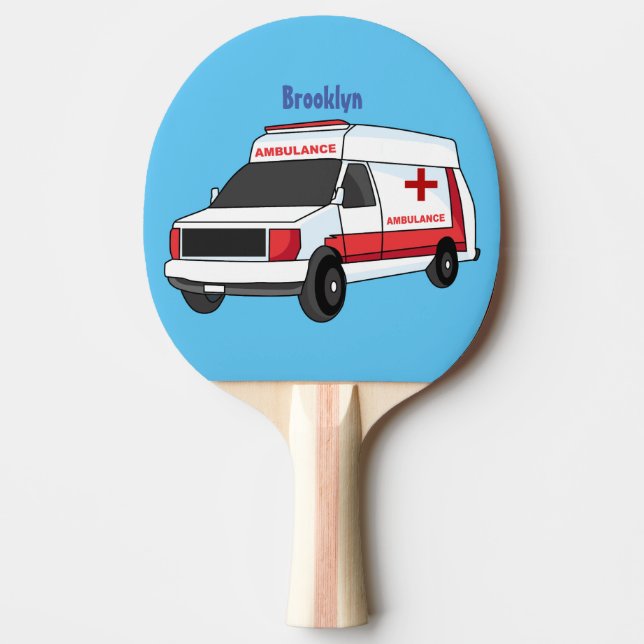 Pala De Ping Pong Una ambulancia roja curada van personalizado (Anverso)