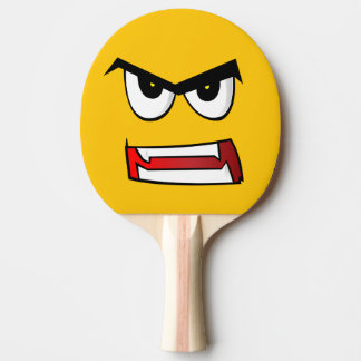Pala De Ping Pong Una Emoji amarilla muy enojada