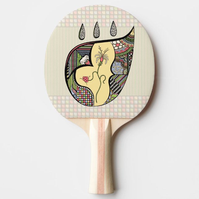 Pala De Ping Pong Una flor dentro de Ping Pong Paddle (Anverso)