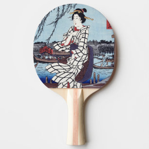 Pala De Ping Pong Una fresca tarde de verano en el puente, Utagawa H