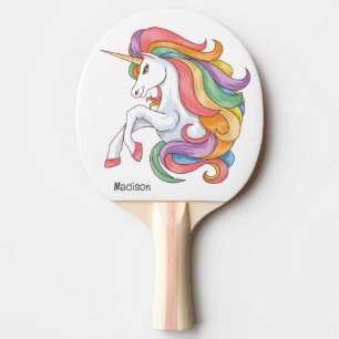Pala De Ping Pong Unicornio con colores de nombres personalizados