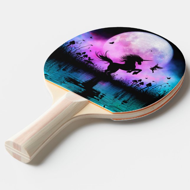 Pala De Ping Pong Unicornio con pequeño hada (Ángulo frontal)