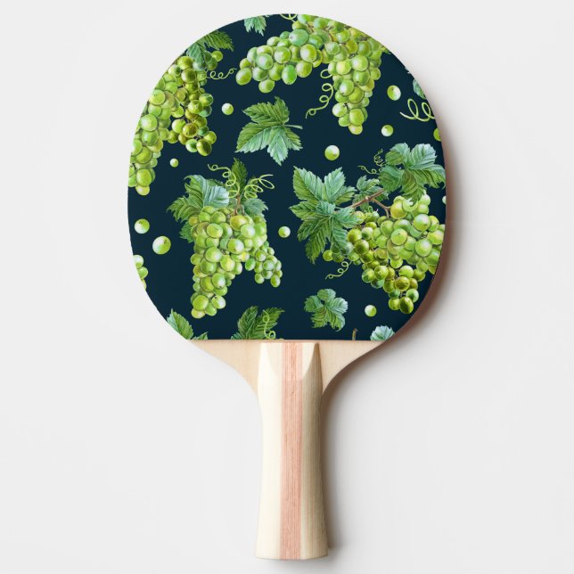 Pala De Ping Pong Uva verde: Patrón oscuro de acuarela (Anverso)
