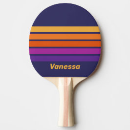 Pala De Ping Pong Uva Vintage Arcoíris a través de Franjas con Nombr
