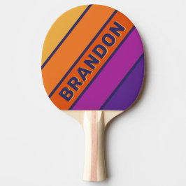 Pala De Ping Pong Uva Vintage Arcoíris Negrita Rayada con Nombre
