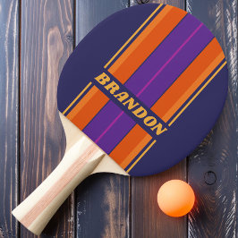 Pala De Ping Pong Uva Vintage Tiras de Arcoíris con Nombre