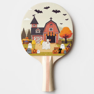 Pala De Ping Pong Vaca y granja de Halloween