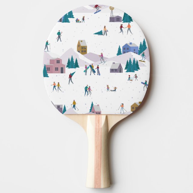 Pala De Ping Pong Vacaciones en los Alpes de Invierno: gente activa  (Anverso)