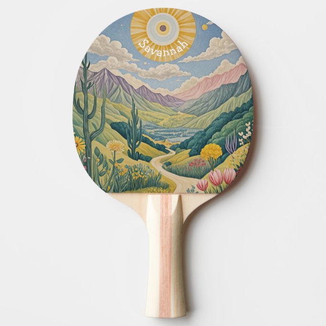 Pala De Ping Pong Valle Tranquilo: Paisaje Pastel (Anverso)