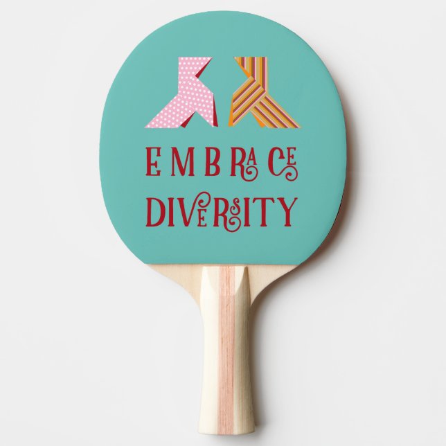 Pala De Ping Pong Various Paper Bow Couple Embrace Diversity Quote (Anverso)