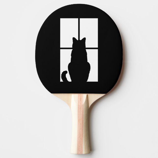 Pala De Ping Pong Ventana Pulso de gato negro para Personalizar una  (Anverso)