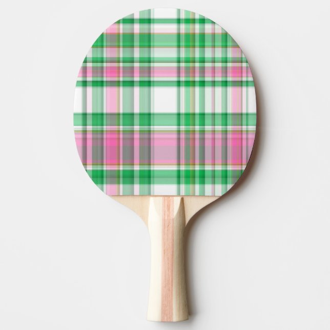 Pala De Ping Pong Verde esmeralda, rosa caliente, madrás de perrito  (Anverso)