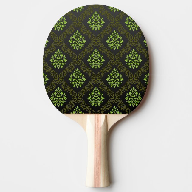 Pala De Ping Pong Verde floral del papel pintado (Anverso)