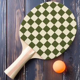 Pala De Ping Pong Verde Militar y Cuadros Crema