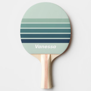 Pala De Ping Pong Verde Océano Nostálgico a Rayas con Nombre