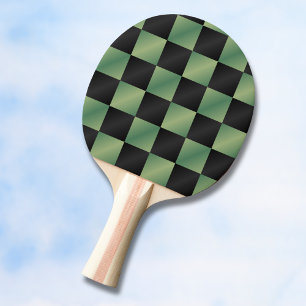 Pala De Ping Pong Verde Oliva Moderno Negro Gradiente Cuadriculado 