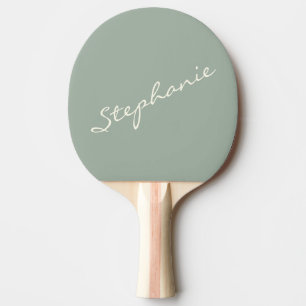 Pala De Ping Pong Verde Salvia Elegante Escritura Moderna Minimalist