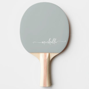Pala De Ping Pong Verde Salvia Nombre Personalizado Letra de Firma