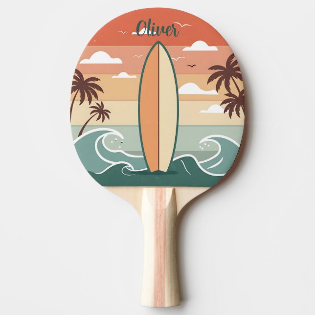 Pala De Ping Pong Vibes de surf retro - Surfboard & Waves (Anverso)