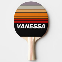 Pala De Ping Pong Vibra Retro Arcoíris de Franjas en el Horizonte co