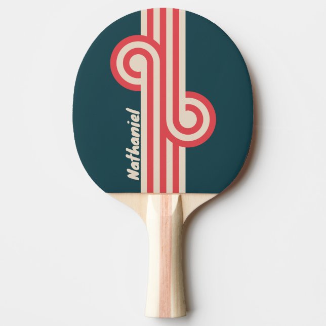 Pala De Ping Pong Vibra Retro Turquesa con Nombre (Anverso)