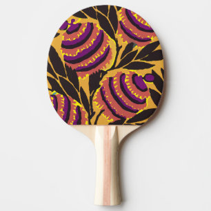 Pala De Ping Pong Vibrante Estampa Floral Maximalista de Morado y Tu