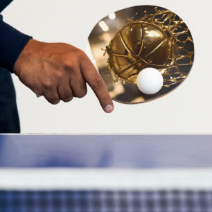 Pala De Ping Pong "Victoria dorada: Netball atrapado en una red bril