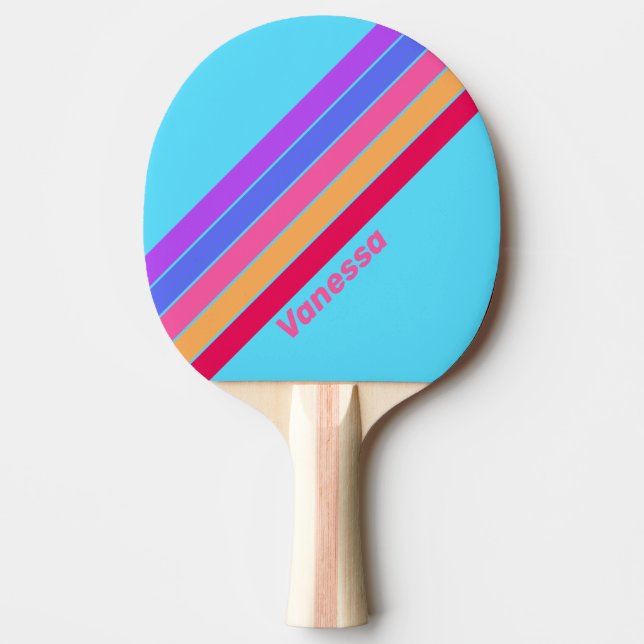Pala De Ping Pong Vidrio de Mar a Rayas con Nombre (Anverso)